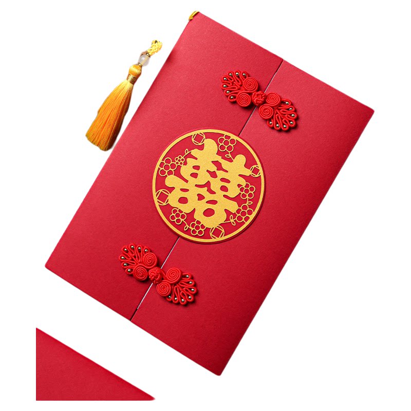 国风立体结婚贺卡祝福纪念卡片