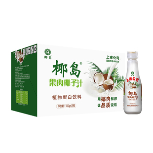 椰岛果肉椰子汁500g*15瓶正宗海南新鲜生榨椰汁植物蛋白饮料整箱
