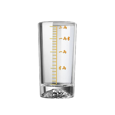 二两刻度玻璃白酒杯冰山底座套装