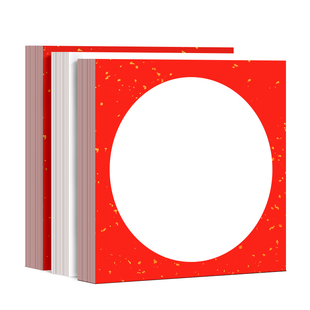 红色洒金宣纸卡纸半生半熟书法国画专用作品纸手写毛笔字新年福字硬卡红色外方内圆镜片纸加厚万年红洒金宣卡