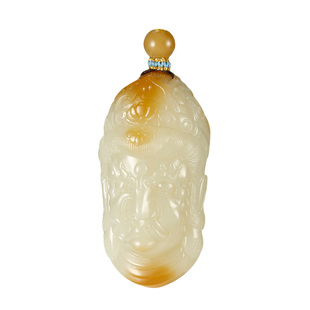 玉友和田玉不动明王头像吊坠男女款玉坠生肖鸡本命佛玉石玉器挂件