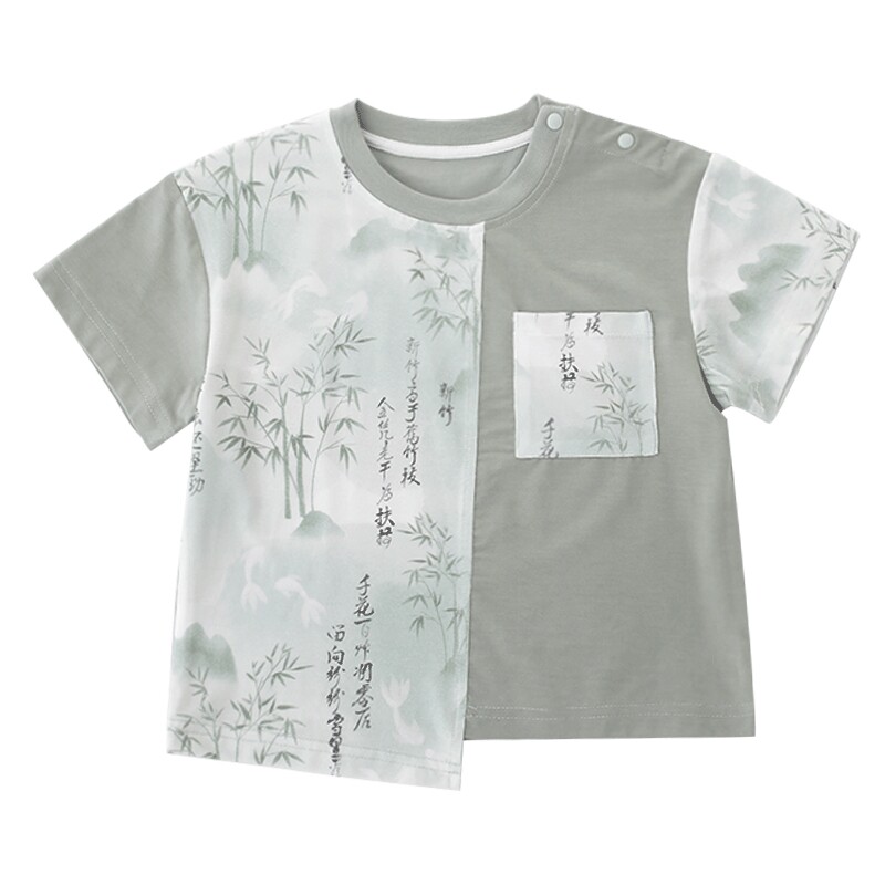 男童短袖T恤夏季莫代尔男宝宝薄款新中式男孩国风不规则儿童上衣