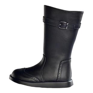 贝然儿童靴女童高筒靴加绒长筒靴保暖公主皮靴女宝真皮马靴马丁靴