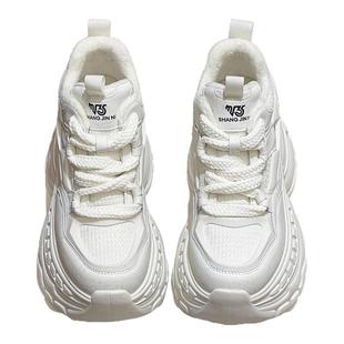 内增高10cm老爹鞋女鞋2025新款冬季加绒厚底松糕休闲鞋小个子棉鞋