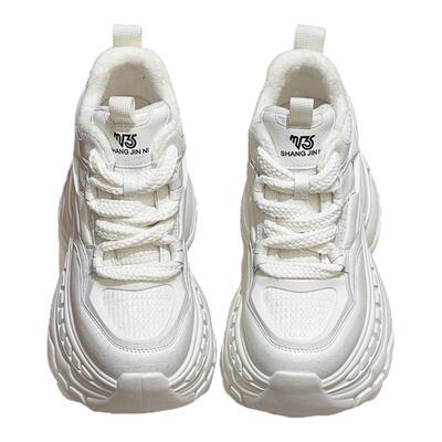 内增高10cm老爹鞋女鞋2025新款冬季加绒厚底松糕休闲鞋小个子棉鞋