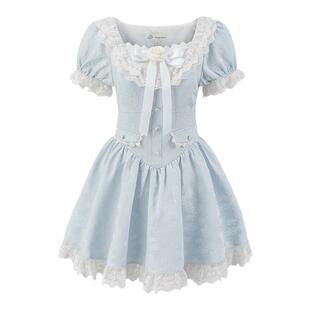 东京岁时记JK蓝色连衣裙夏季学院风蕾丝花边裙甜美公主裙初恋少女