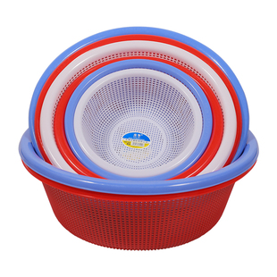 珠塑沥水篮洗菜篮家用筛子厨房圆形水果篮厨房塑料漏蓝蔬菜收纳篮