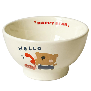 漂亮的饭碗个人专用陶瓷5寸米饭碗吃饭碗具可爱餐具高脚碗小碗