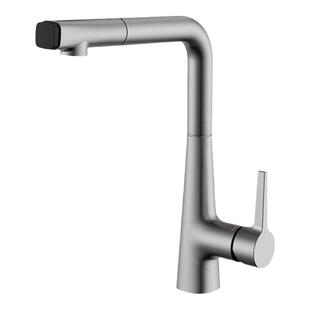 九牧 枪灰色厨房水龙头抽拉冷热家用抽拉式洗菜盆水槽按键33145