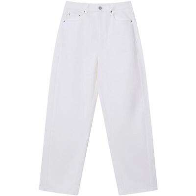 BLUE ERDOS26早春新品简约百搭白色直筒弯刀裤牛仔裤女B2265M068