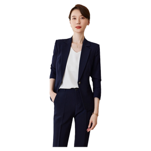 诗璐雅简约一粒扣西装套装女小个子气质正装珠宝店职业工作服春季