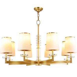 帝拿美式轻奢吊灯客厅灯简约水晶卧室灯全铜餐厅灯别墅复式挑空灯