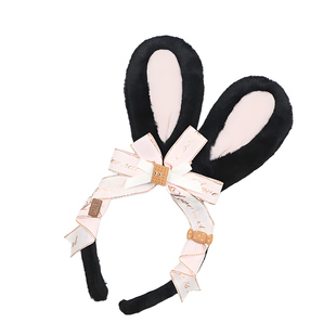 可爱毛绒手作JK兔耳发饰lolita少女漫展头饰cos蝴蝶结兔耳发箍KC