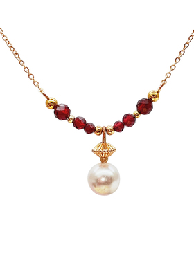 小众项链石榴石美国14K包金