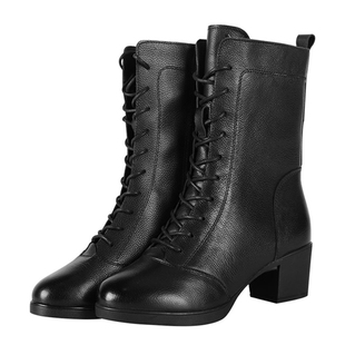 秋冬季水兵舞鞋女软底中跟舞蹈鞋加绒高帮舞靴成人软皮广场跳舞鞋