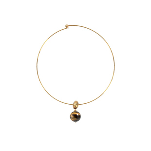 盐岛【赵丽颖同款】锦鲤金色项圈项链挂坠单独虎眼石珠吊坠颈链