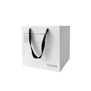 芯苼 纯白英文手提袋鲜花束简约高级感包装袋礼品包装DIY花艺资材