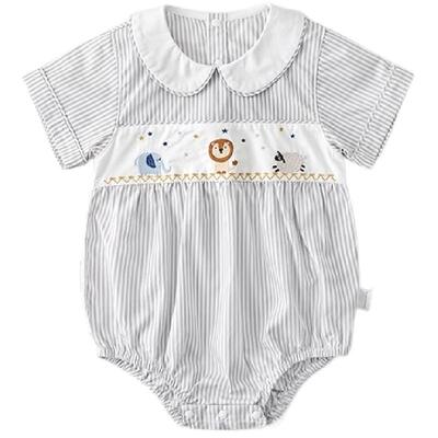 【清仓款】考拉鼻鼻婴儿包屁衣夏宝宝连体衣纯棉百天拍照条纹动物