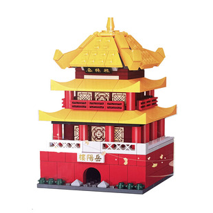 古迪积木街景套装滕王阁黄鹤楼岳阳楼鹳雀楼组装模型儿童拼装玩具