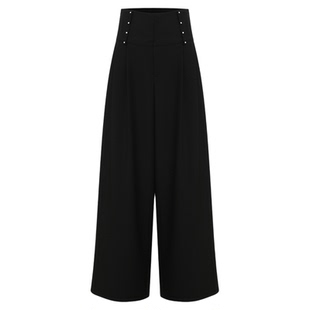 uhot/诱货26春黑色高腰钉珠双裤腰休闲裤女流光甜酷风 UWLS1K615M