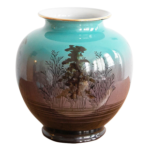 日本回流七宝烧旧物瓷器 九谷烧彩绘花瓶 香兰社老物件摆件装饰