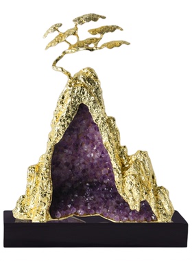 轻奢紫水晶金山招财旺宅摆件