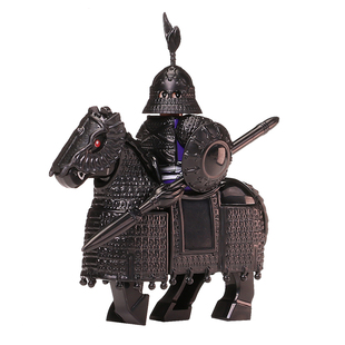 第三方古代铁浮屠骑士兵人仔铠甲胄战马军事积木拼装玩具手办摆件