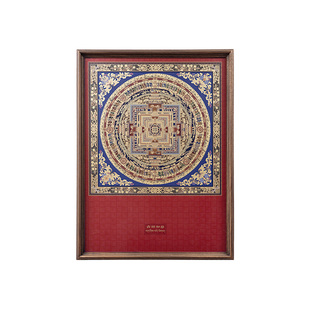 时轮金刚坛城唐卡玄关挂画装饰画正对门藏式复古客厅铜画民族艺术