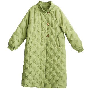 清【恰逢晚冬】复古原创刺绣羽绒服女冬季纯色修身牛角扣加厚外套