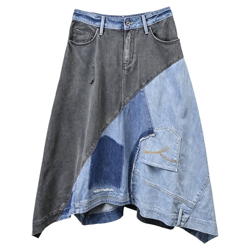 ABLEJEANS不规则拼接牛仔半裙