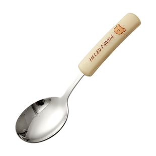 304不锈钢勺子儿童吃饭勺子家用调羹成人喝汤加厚平底勺加深汤匙