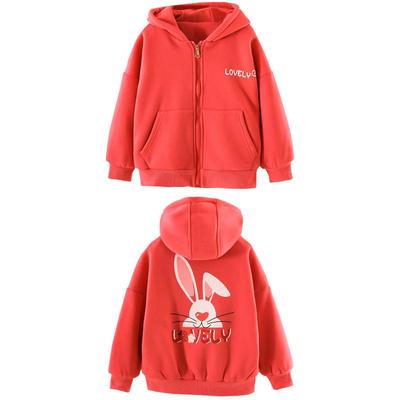 秋冬加厚小童洋气开衫中长款卫衣