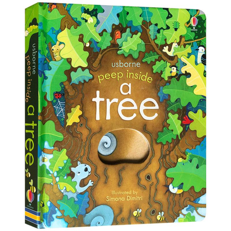 Usborne Peep Inside a Tree 偷偷看里面翻翻书:一棵树3D立体书 英文原版 尤斯伯恩图书儿童英语启蒙绘本纸板洞洞书 2-6岁
