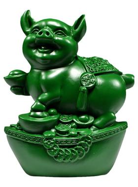 绿色木雕十二生肖摆件整套工艺品