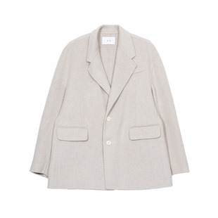 Hualun秋冬双面羊毛呢子大衣男短款毛呢西装外套韩系保暖宽松上衣