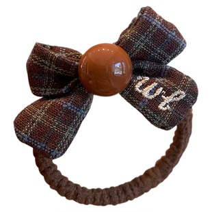 高马尾发绳格纹珠珠蝴蝶结发圈女儿童头绳扎头发皮筋不伤发高弹力