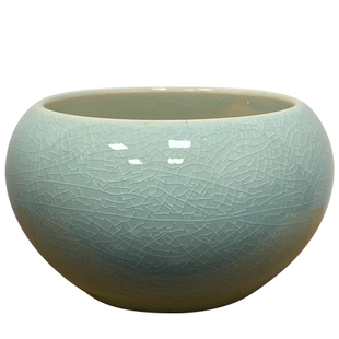 白色简约陶瓷花盆多肉花盆北欧风绿植盆栽花盆带底托白瓷开片花盆