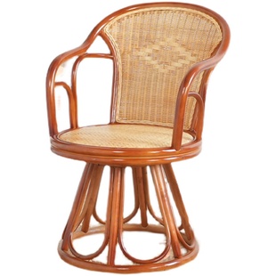 360度旋转单人藤椅办公书房电脑椅休闲阳台透气藤编椅子家用麻将
