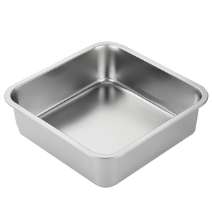 带盖304不锈钢正方形盆菜盆 带防尘盖沥水筐子滤油盆冲孔平底方盆