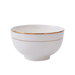 碗10个装唐山骨瓷餐具金边碗5英寸米饭碗家用陶瓷碗白瓷碗6寸面碗