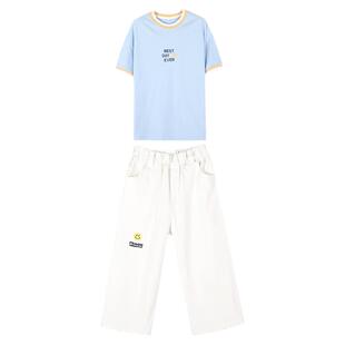 初中生套装短袖女高中学生2026年夏季新品13岁T恤七分裤裤两件套