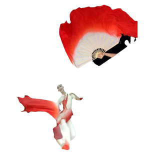 流年舞蹈扇子真丝双面原版大红色渐变加长古典舞跳舞演出专用道具