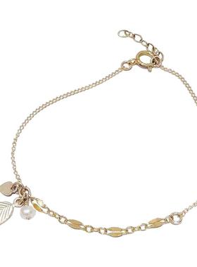 天然淡水珍珠叶子手链可调节