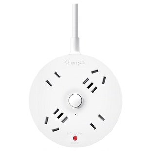 公牛插座圆形免打孔固定挂上墙壁家用桌面多功能学生插排插接线板