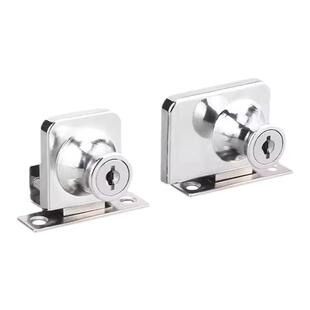 橱柜酒柜玻璃门锁免打孔猫柜展示单双门锯齿锁密码锁玻璃门中间锁