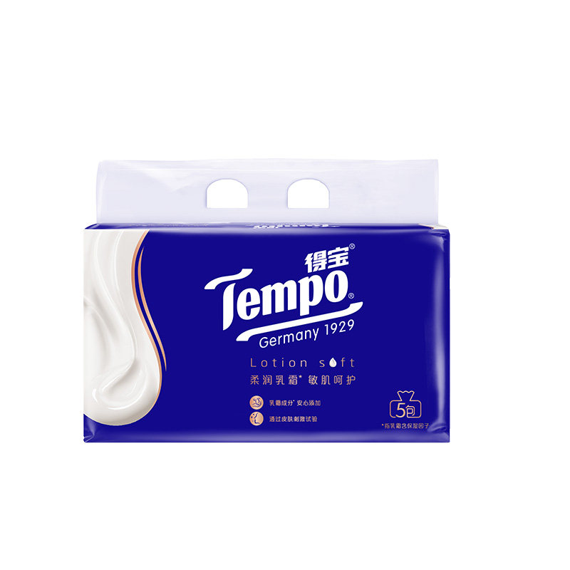Tempo得宝Lotion乳霜纸婴儿专用温和保湿柔纸巾擦手纸巾30抽*5包