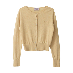 [张元英同款]ROLAROLA25年秋冬圆领羊毛针织开衫休闲长袖毛衣外套