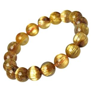 金发晶手串女东海水晶玛瑙翡翠玉石满发猫眼黄水晶散珠子钛晶手链