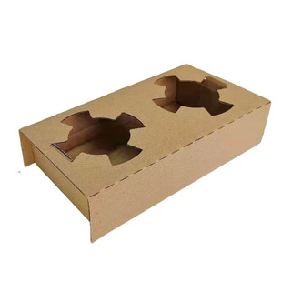 一次性加厚瓦楞纸杯托奶茶咖啡外卖双杯饮料打包加高防漏杯托纸袋