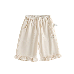 【新品】Oak Family夏季女童七分裤宝宝阔腿裤天丝亚麻休闲裤薄款